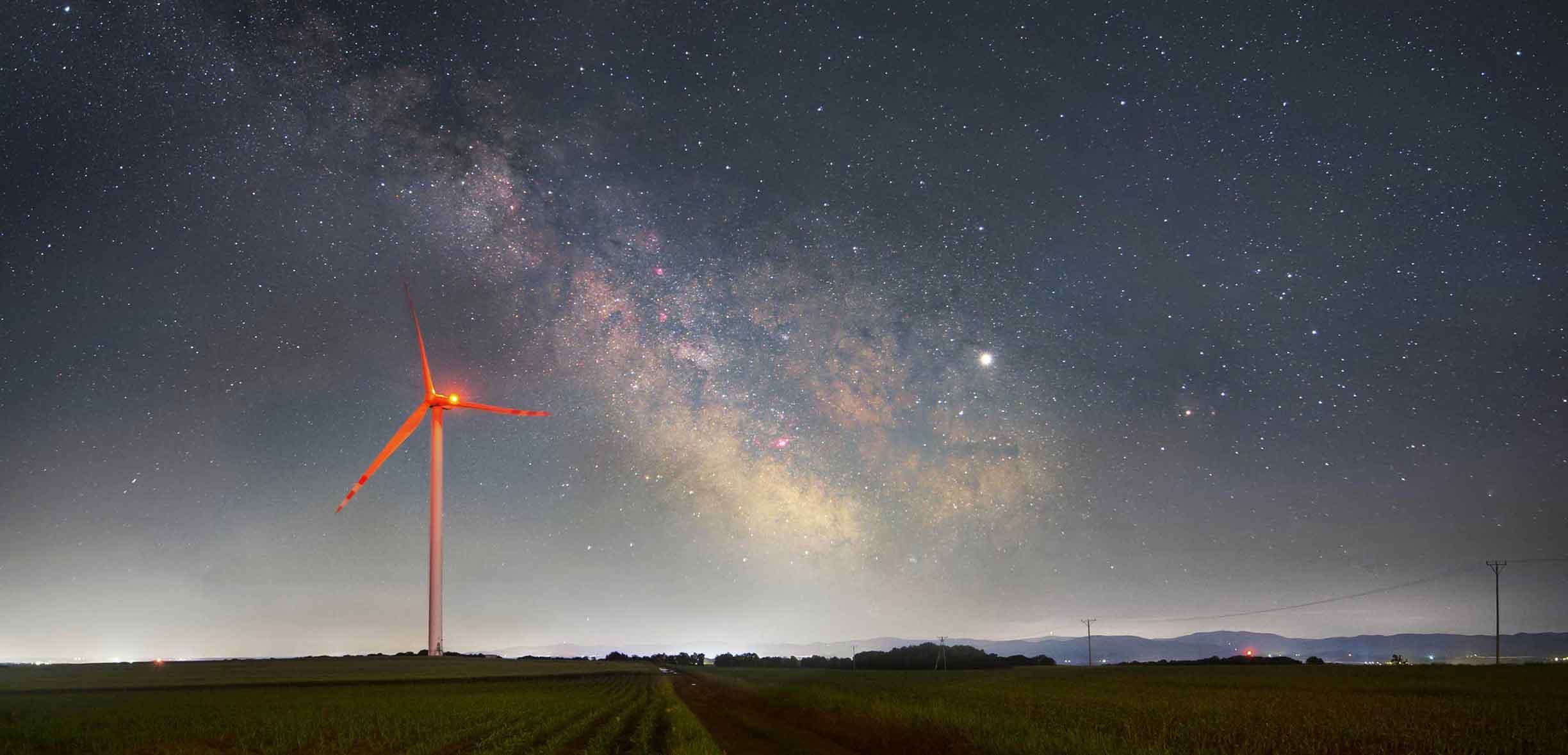 wind turbine at night  wind turbine at night